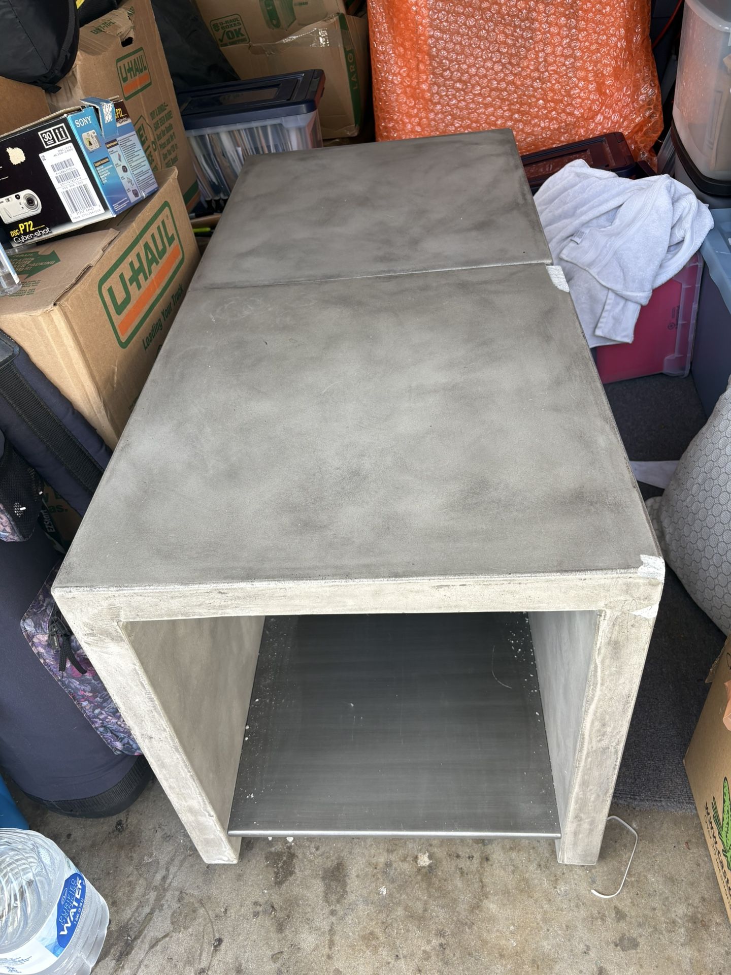Solid Cement End Tables (Pair) – Heavy, Modern, $200