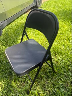 12 metal folding chairs.