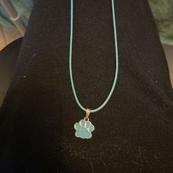 blue puppy paw necklace 