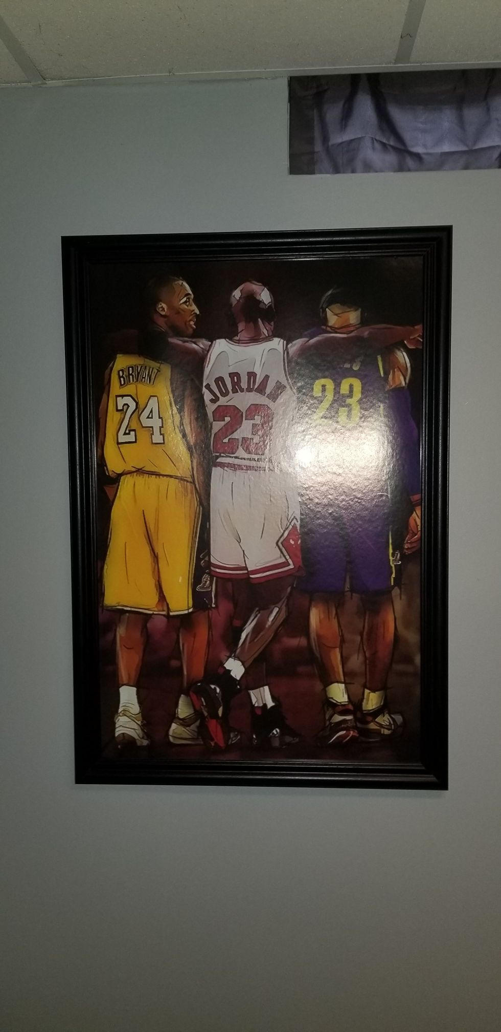 Coby, lebron and Jordan 24×36 picture in frame