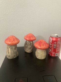 Set of 3 small cement mushrooms for $10