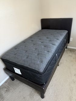 Pillow top twin mattress and bed frame