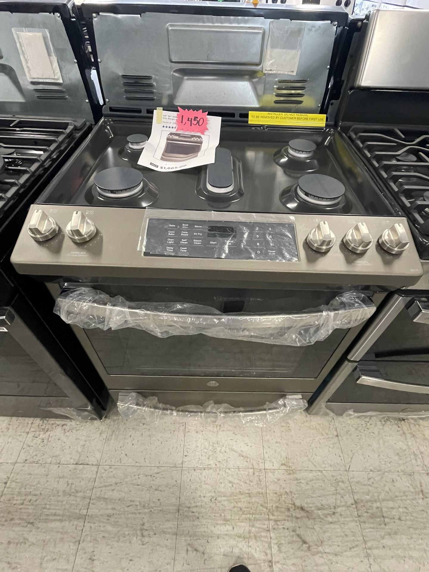 Ge Gas Range Stove Slide-in New Open Box With 6months Warranty 