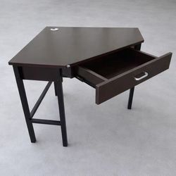 New In Box 32x32x30 Inch Tall Space Saving Dark Brown Office Computer Corner Desk With Drawer  