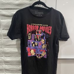 Official Tee No Evil I Freaking Love Horror Movies Tee Men’s Medium