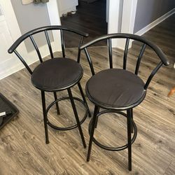Two (2) Tall Black Bar Kitchen Stools 