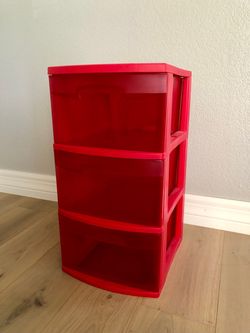 3 Drawer Plastic Organizer Red