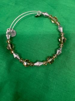 Alex and Ani Gold/Silver Tone Beaded Crystal Bangle Bracelet Dangle Charm