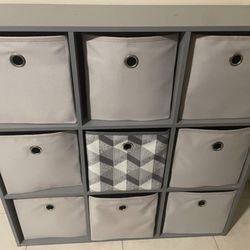 Gray 9 Cube Storage with 9 Bins