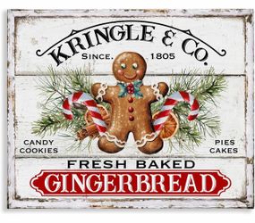 NEW 24x30 Vintage Kringle & Co Gingerbread Christmas Canvas Sign Wall Decor