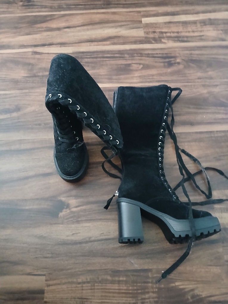 Justfab Lace Up Knee High Boots