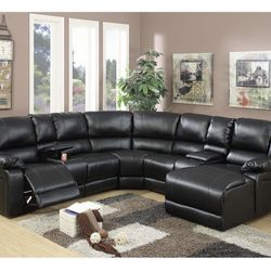 Black Sectional Sofa With Chaise And Recliner 