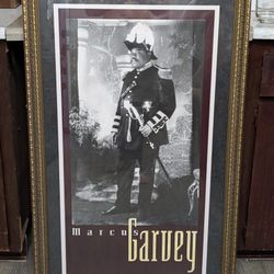 Pan-African Icon & Black History Wall Art – Marcus Garvey Framed Portrait – Ornate Gold Frame