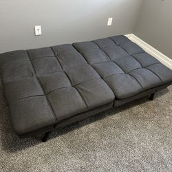 Grey Futon Couch Bed - Convertible Sleeper Sofa 