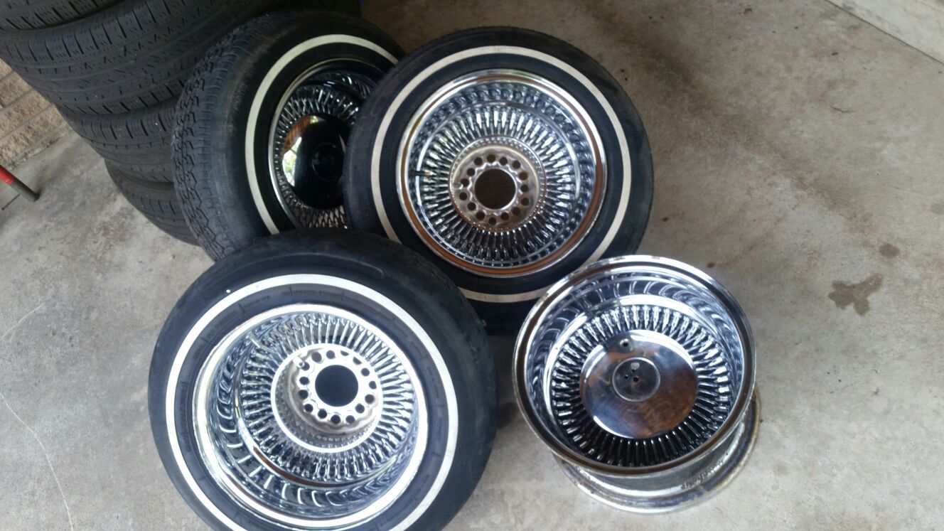 4-13" Wire wheels 13x7 ( 5 bolt Universal ( Roadster or McClain )