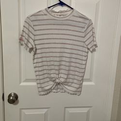 Gray And White Stripped Top
