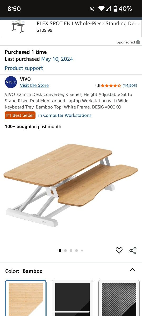 Bamboo Stand Up Desk Converter
