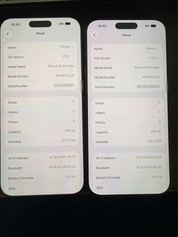 iPhone pro max 16 unlocked 256gb silver and black