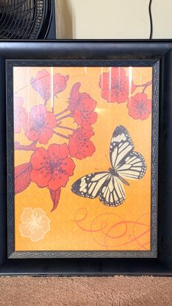 Framed Butterfly and Floral Wall Art