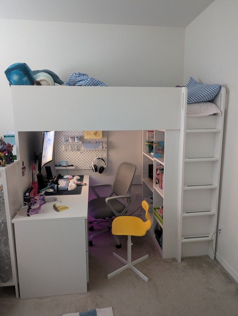 Ikea SMASTAD Loft Twin Size Bed With Desk And Drawers