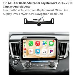 10” 64G Car Radio Stereo for Toyota RAV4 2013-2018 Carplay Android Auto
Bluetooth5.4 Touchscreen Replacement MirrorLink Airplay SWC FM/AM GPS Navigati