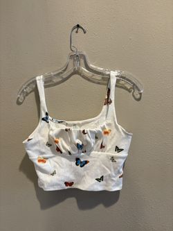 Forever 21 Multicolor Butterfly Print Crop Top