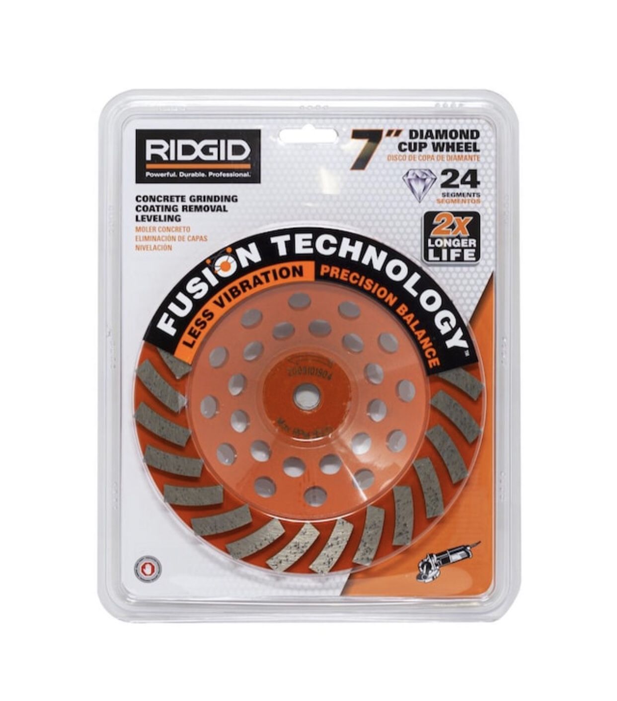 RIDGID 7 in, 24-Segment Turbo Cup Grinding Wheel