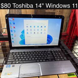 Toshiba Satellite Laptop 14” i3 320gb Windows 11 Includes Charger, Good Battery