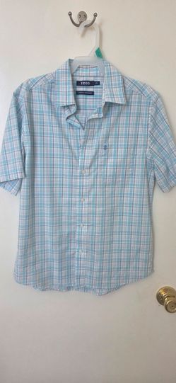 IZOD Stretch Plaid Short Sleeve Button-Down Shirt