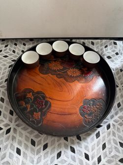 Japanese round wooded tray