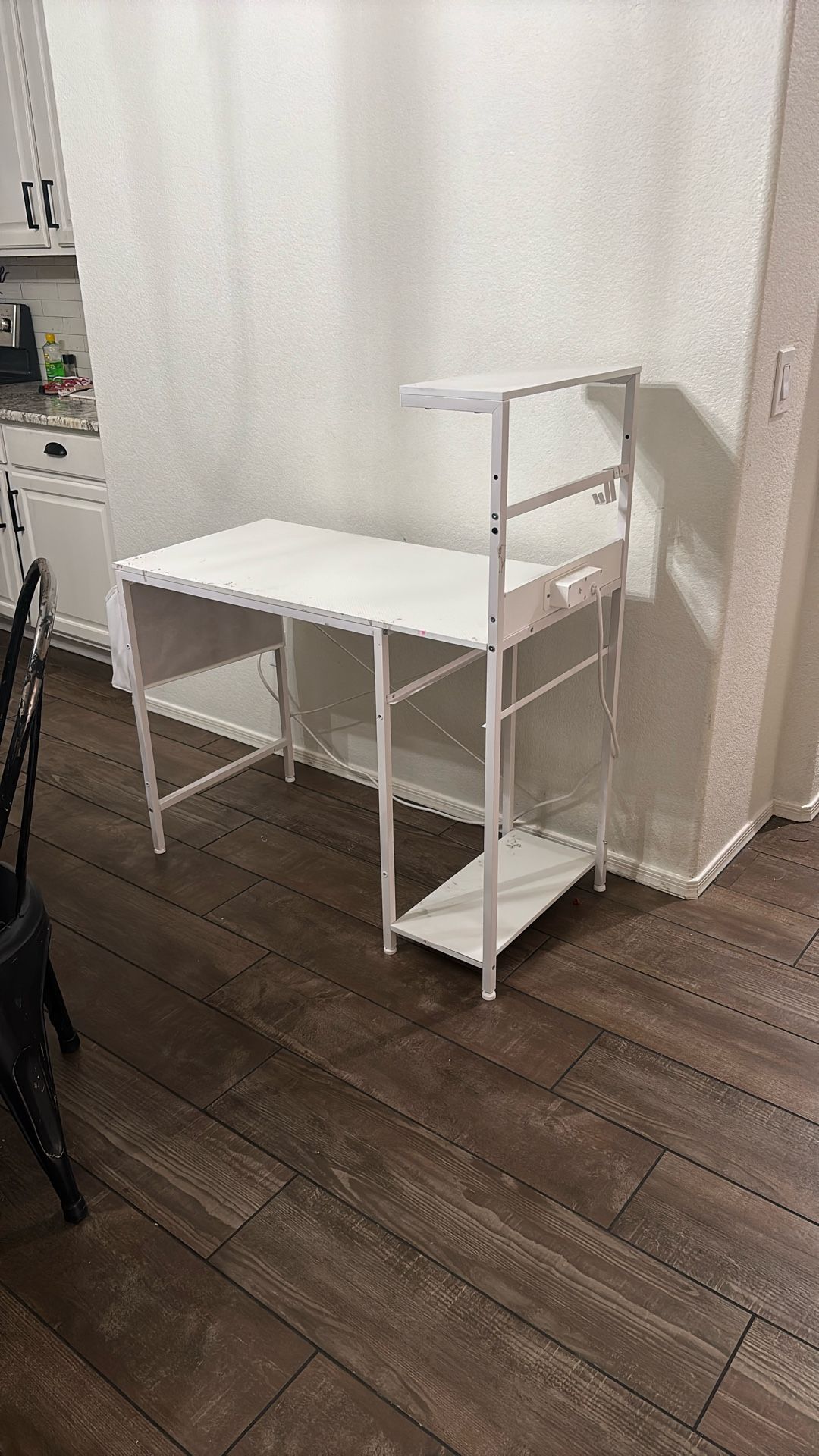 White Desk With Ac Outlet And USB Hookup