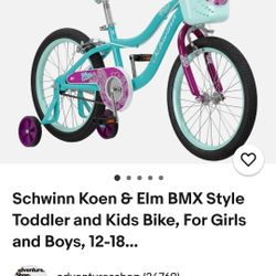 Schwinn Koen & Elm BMX Style Toddler and Kids Bike, For Girls and Boys, 12-18...