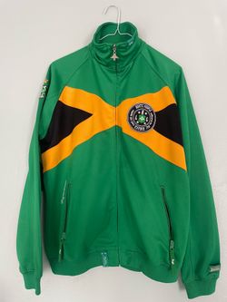 Vintage Y2K LRG Jamaica Track Jacket Green Gold Men's Size Small Rare