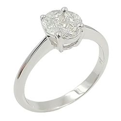 18K White Gold Diamond Cluster Engagement Ring.