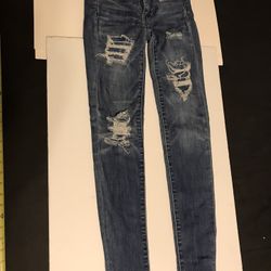 American Eagle Super Super Stretch X Distressed Wear Denim Pants