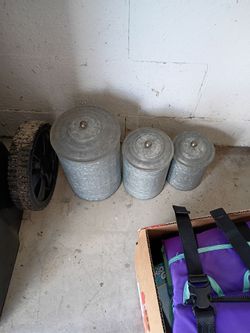 Three metal containers