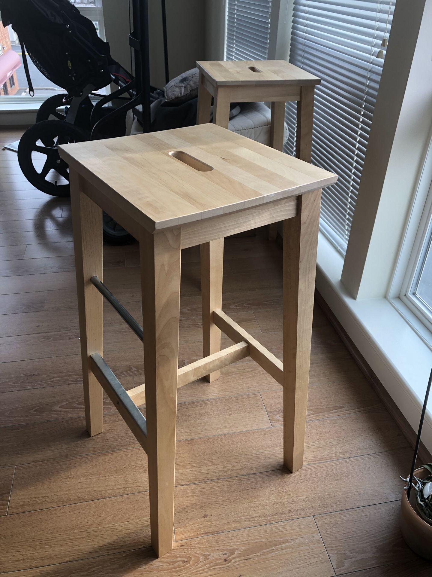 Wood and metal square bar stools