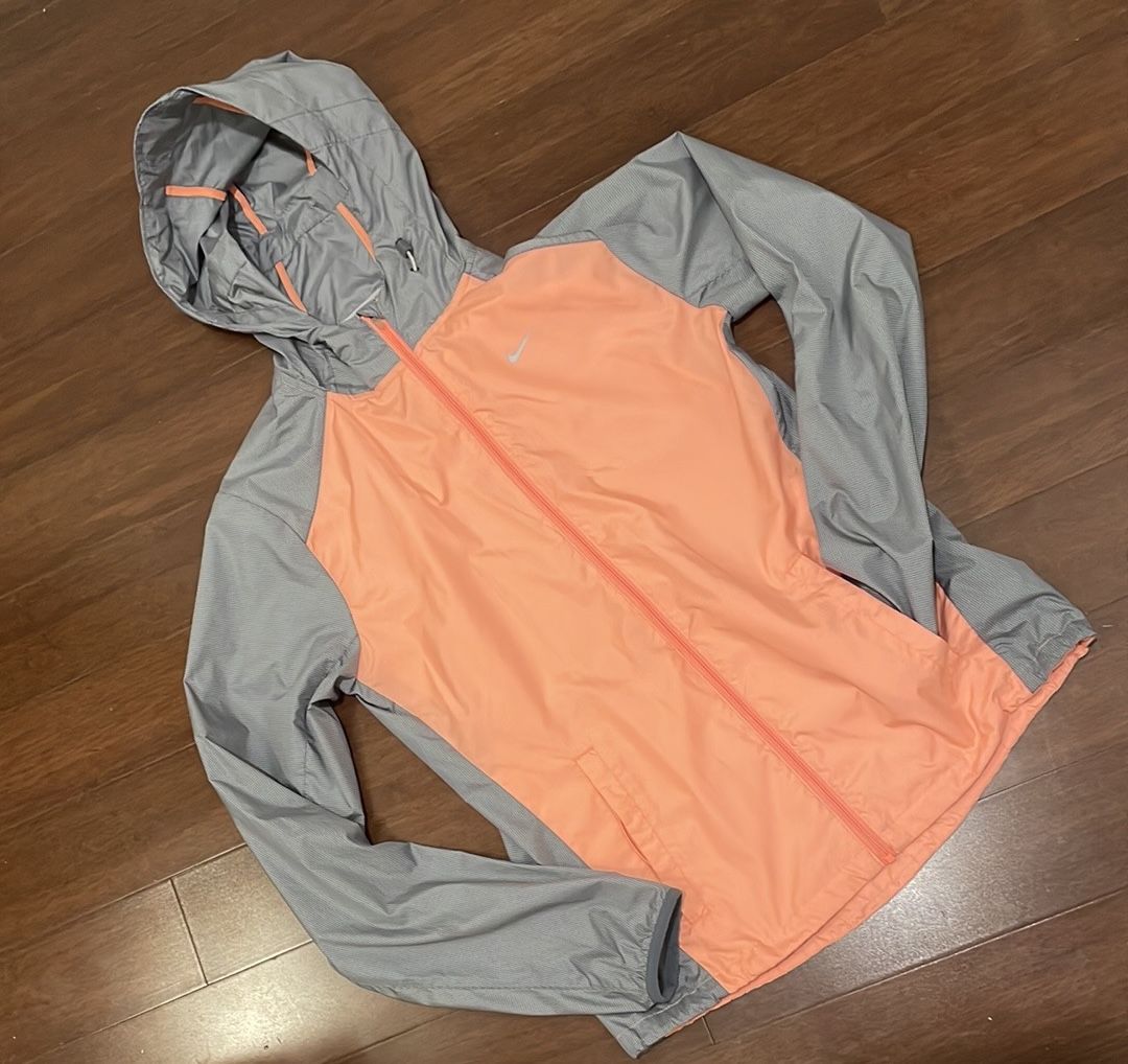 Nike Orange and Gray Running Jacket Hooded Lightweight