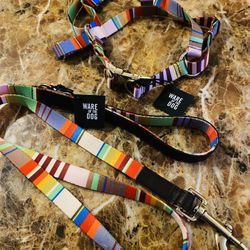 New Custom Striped Printed Harnesses & Matching Leash  PRICE IS FOR BOTH  