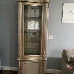 Curio Cabinet / Glass Display Cabinet – Gold/Champagne Finish