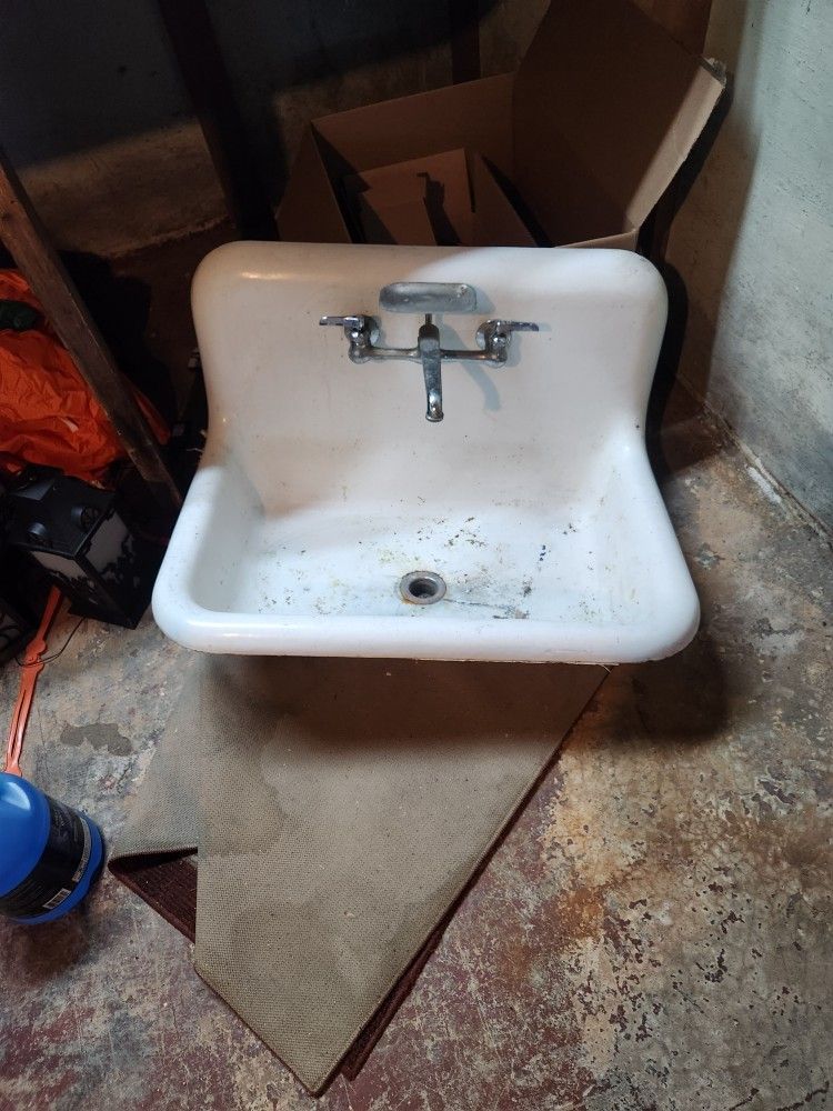Cast Iron Sink with Faucet