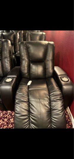 Movie theater recliners with blue lights