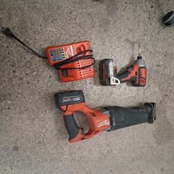 Sawzall And Impact Drill With 2 Batteries And Charger