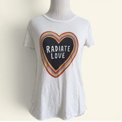 Michelle by Comune Radiate Love White Graphic Tee, Size XS, MSRP $25