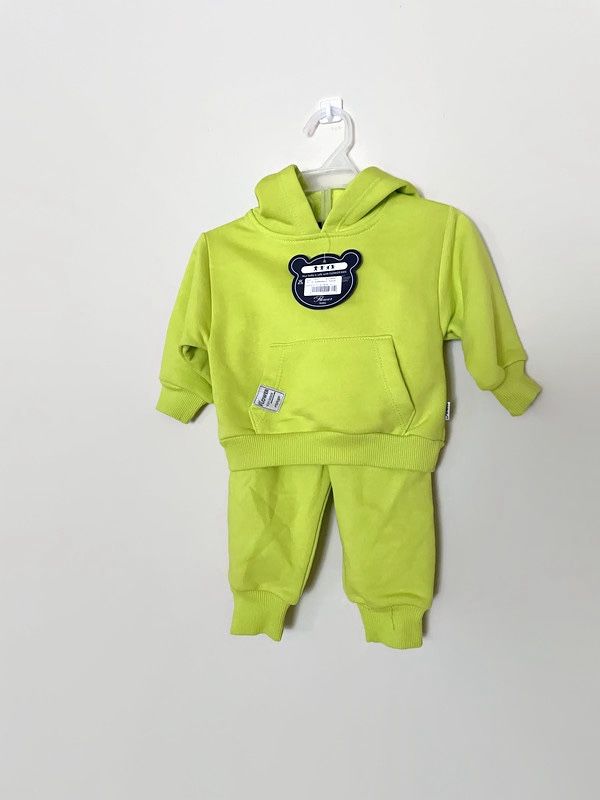 Toddlers neon green hoodie and sweat pants set