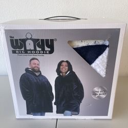 The Wayy Big Hoodie Unisex One Size Fits Most Blue Fleece Lined NEW IN BOX