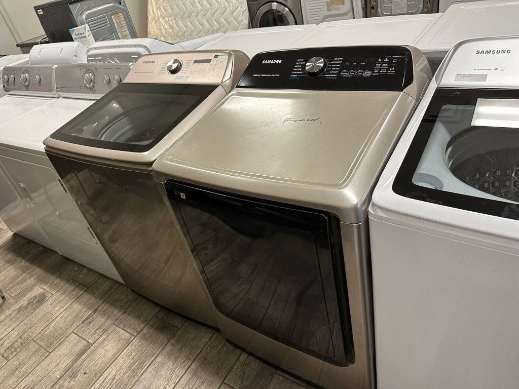 Samsung champagne washer and dryer set electric with warranty