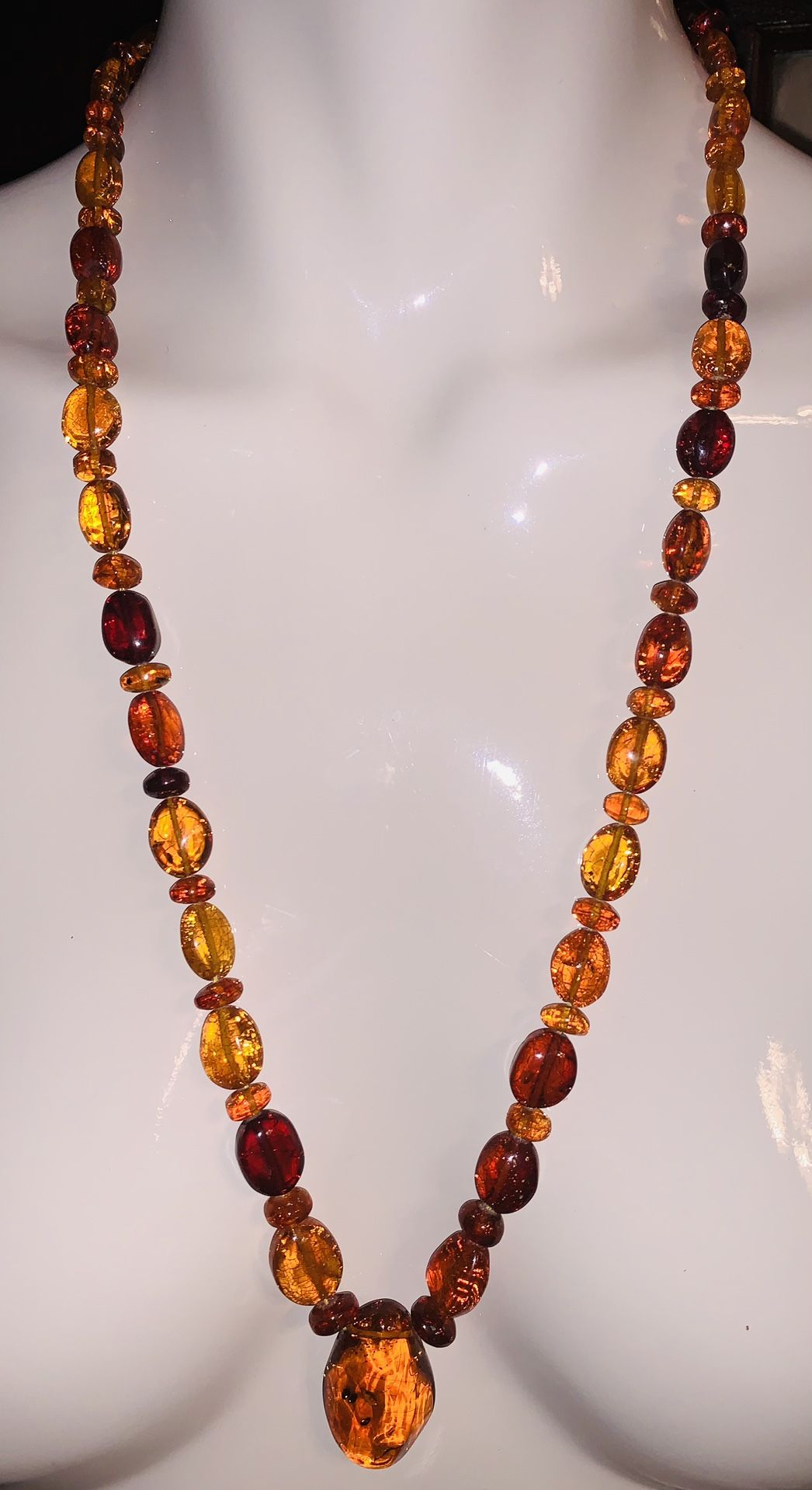 AUTHENTIC BALTIC HONEY AMBER w/ Insect Inclusion 28” Long w/ Box