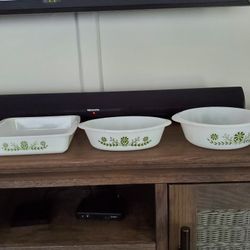 Three piece Glasbake cookware set 