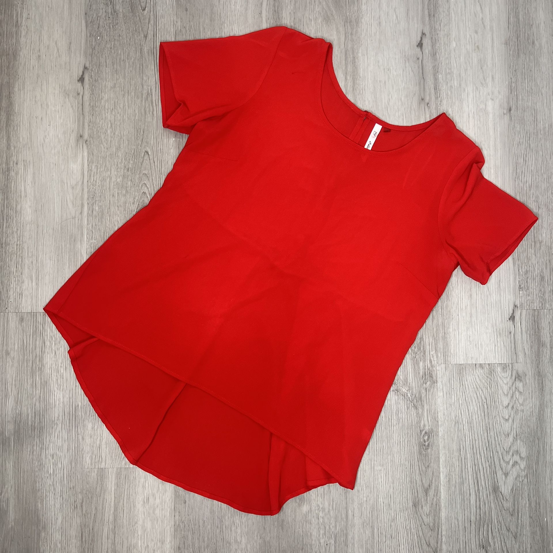 NY collection Professional Festive Dressy red blouse flowy top